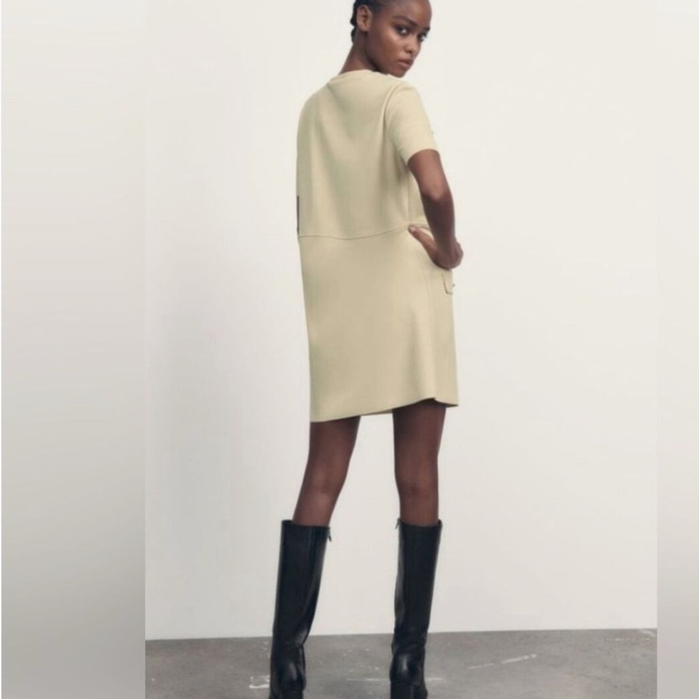 Zara beige faux suede mini dress size M - Picture 2 of 9